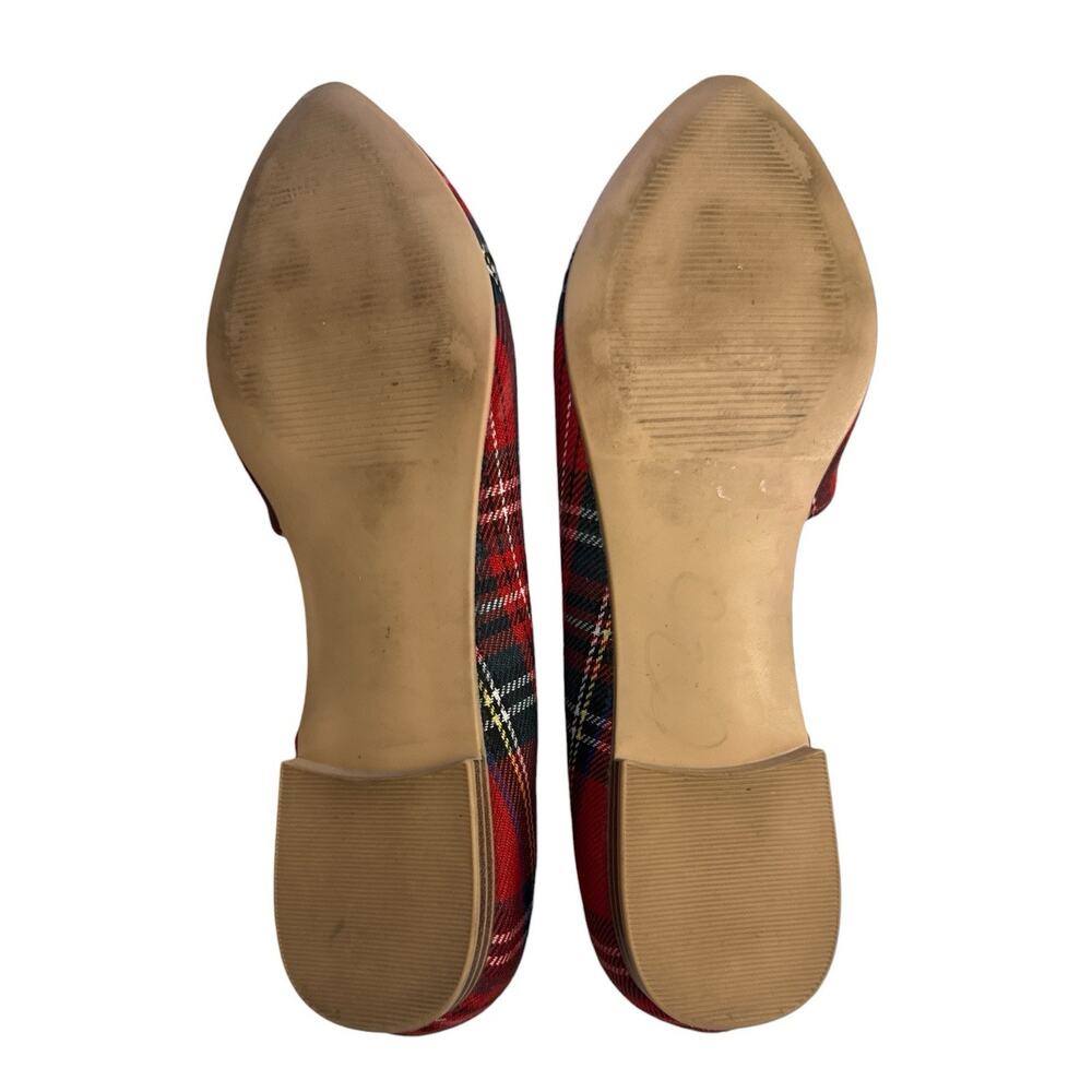Isaac Mizrahi New York 8 Amaya Red Tartan Plaid Flats D'orsay Preppy Cottagecore - Picture 10 of 10
